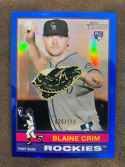 Blaine Crim - 2025 Topps Heritage High Number - Blue Refractor /150 - Rockies