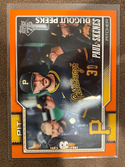 Paul Skenes - 2026 Topps Series 1 - Dugout Peeks ORANGE SSP /25 - Pirates
