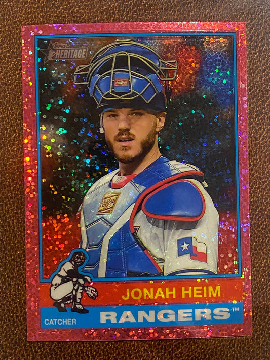 Jonah Heim - 2025 Topps Heritage - Pink Sparkle - Rangers