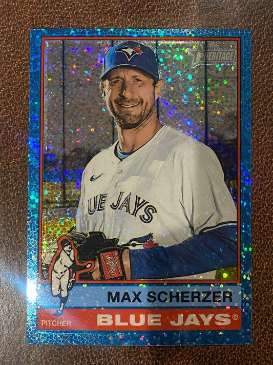 Max Scherzer - 2025 Topps Heritage High Number - Blue Sparkle - Blue Jays