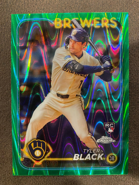 Tyler Black - 2024 Topps Chrome Update - Green Raywave /99 - Brewers