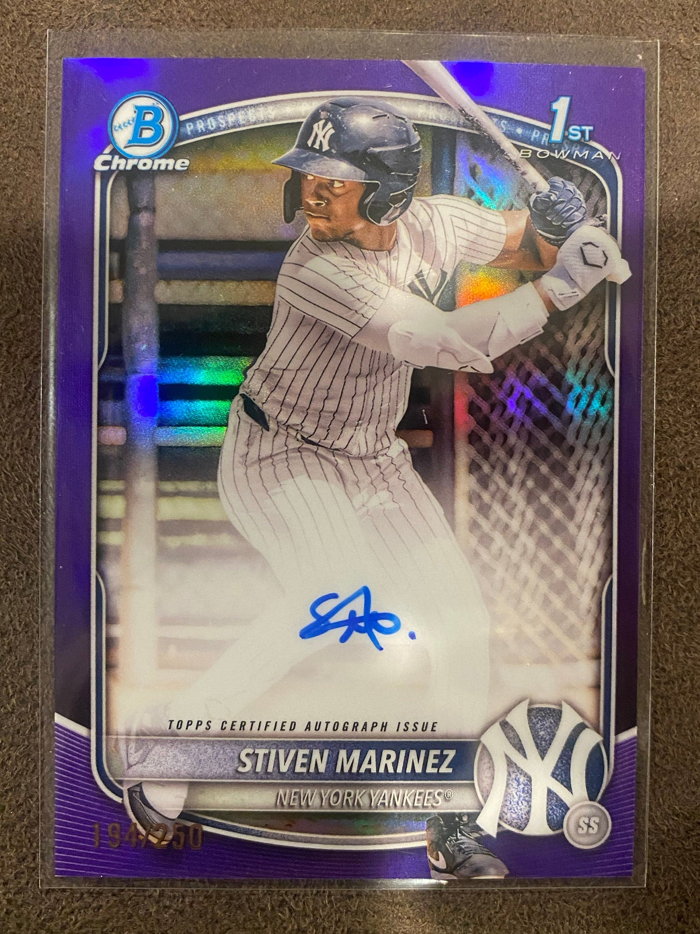 Stiven Marinez - 2025 Bowman Chrome - 1st Purple Refractor AUTO /250 - Yankees