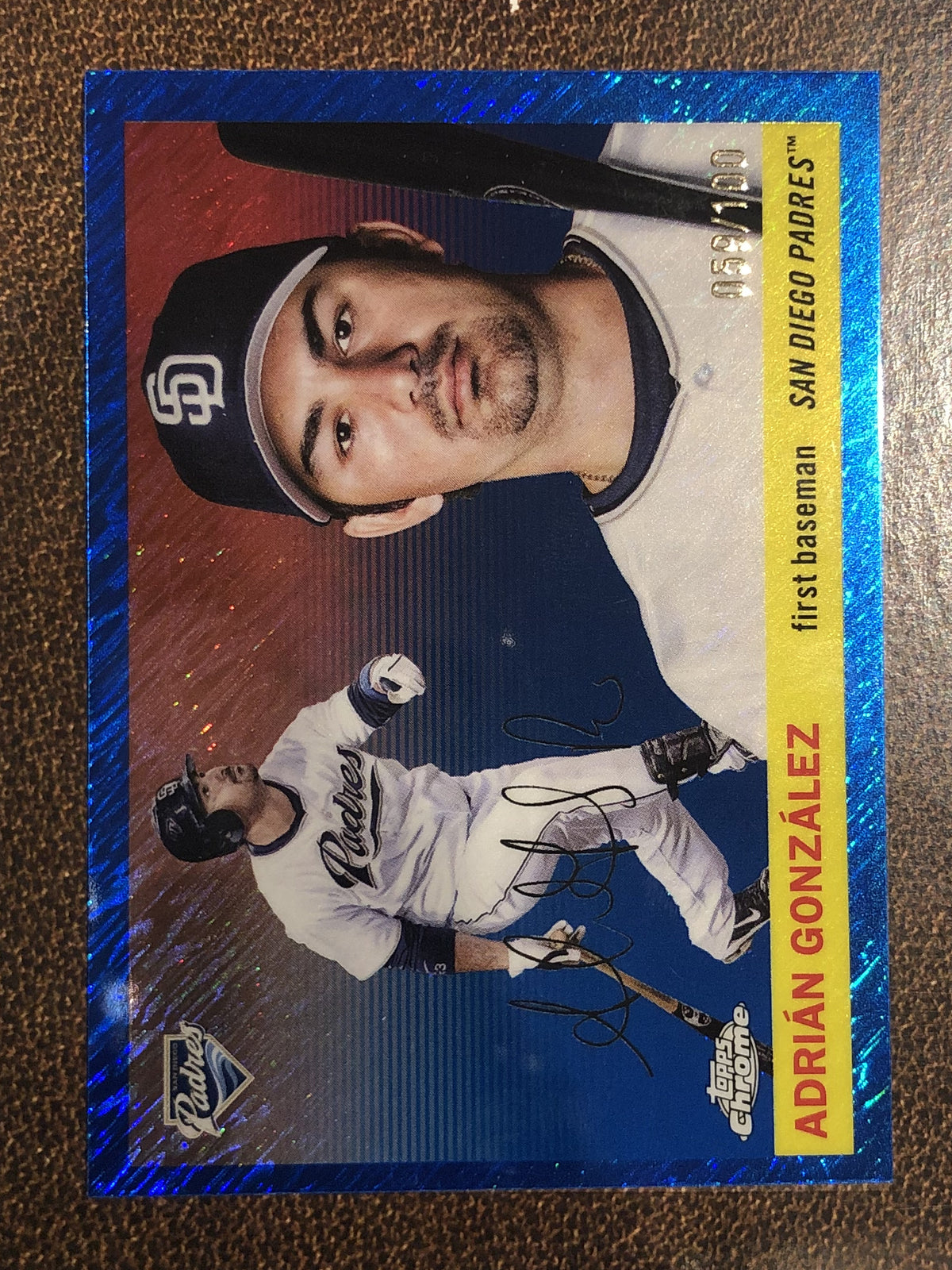 Adrian Gonzalez - 2025 Topps Chrome Platinum - BLUE Shimmer /100 - Padres
