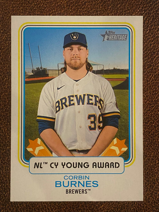 Corbin Burnes - 2022 Topps Heritage High Number - Award Winners - Brewers