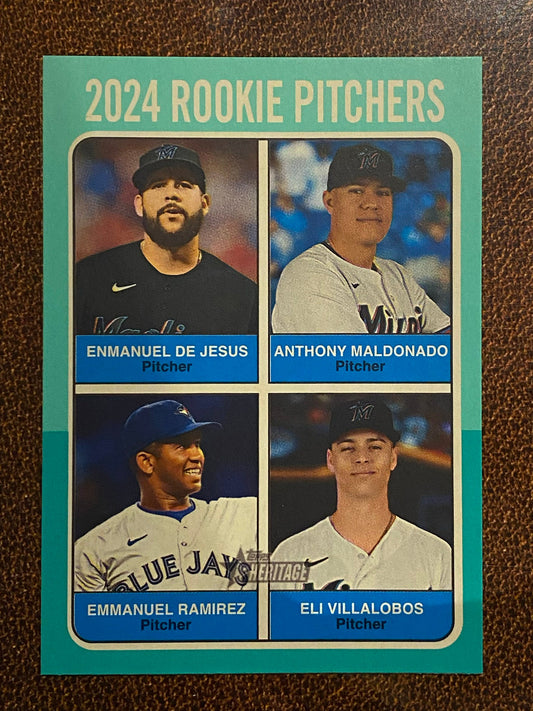 Enmanuel De Jesus / Emmanuel Ramirez / Anthony Maldonado / Eli Villalobos - 2024 Topps Heritage High Number - Aqua Border - Marlins