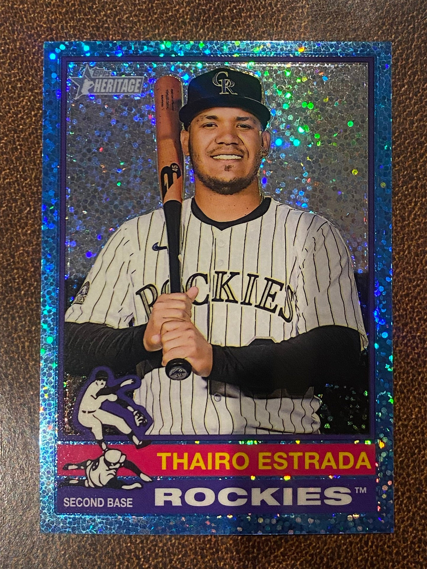 Thairo Estrada - 2025 Topps Heritage High Number - Blue Sparkle - Rockies