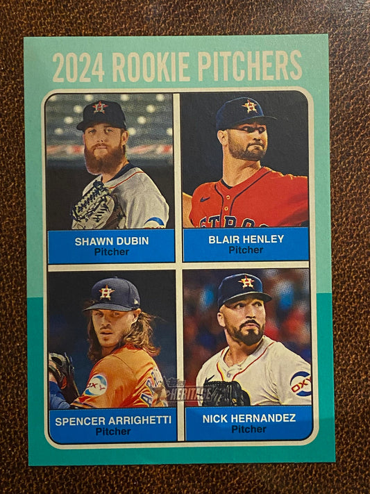 Shawn Dubin / Nick Hernandez / Spencer Arrighetti / Blair Henley - 2024 Topps Heritage High Number - Aqua Border - Astros