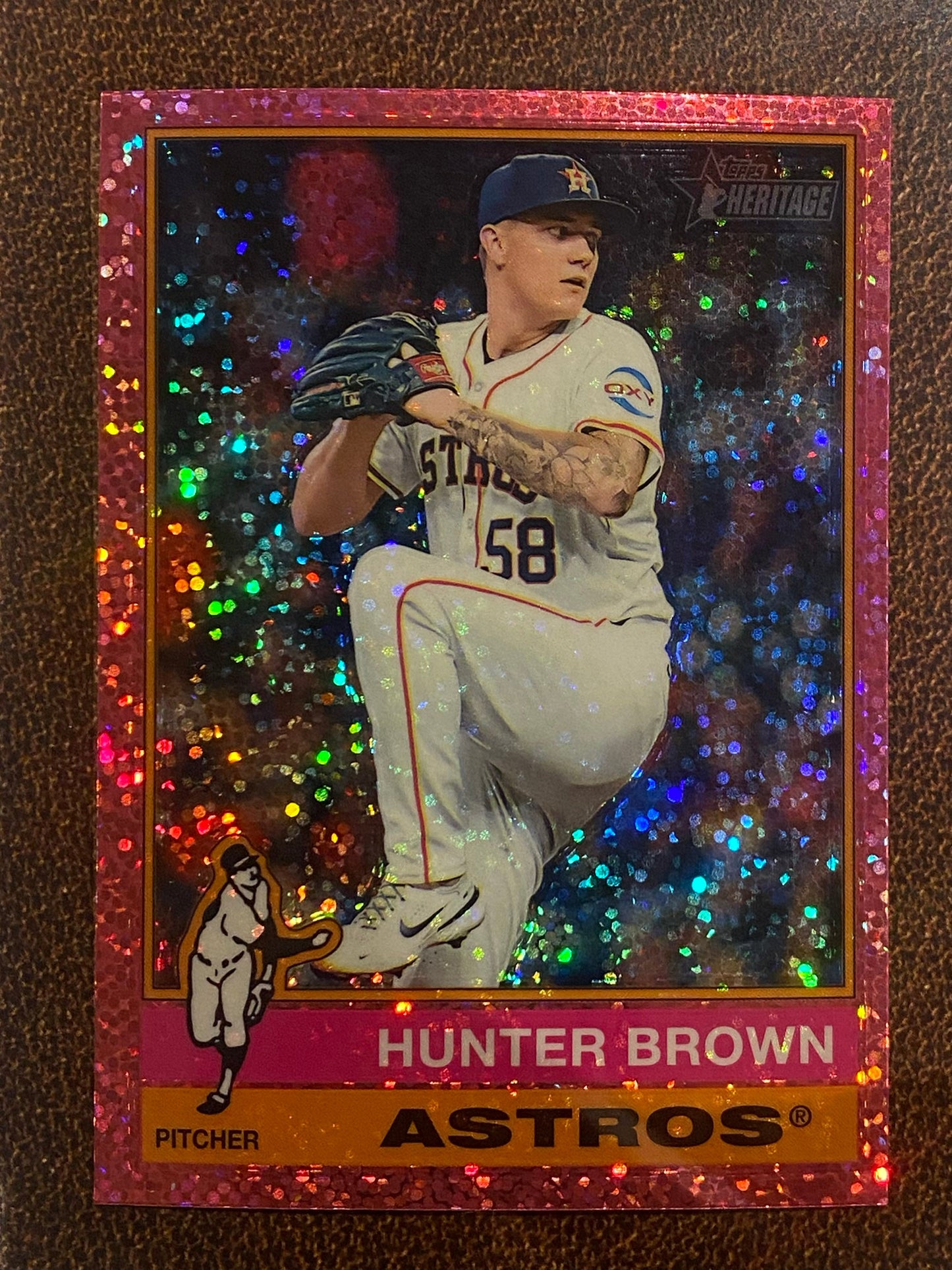 Hunter Brown - 2025 Topps Heritage - Pink Sparkle - Astros