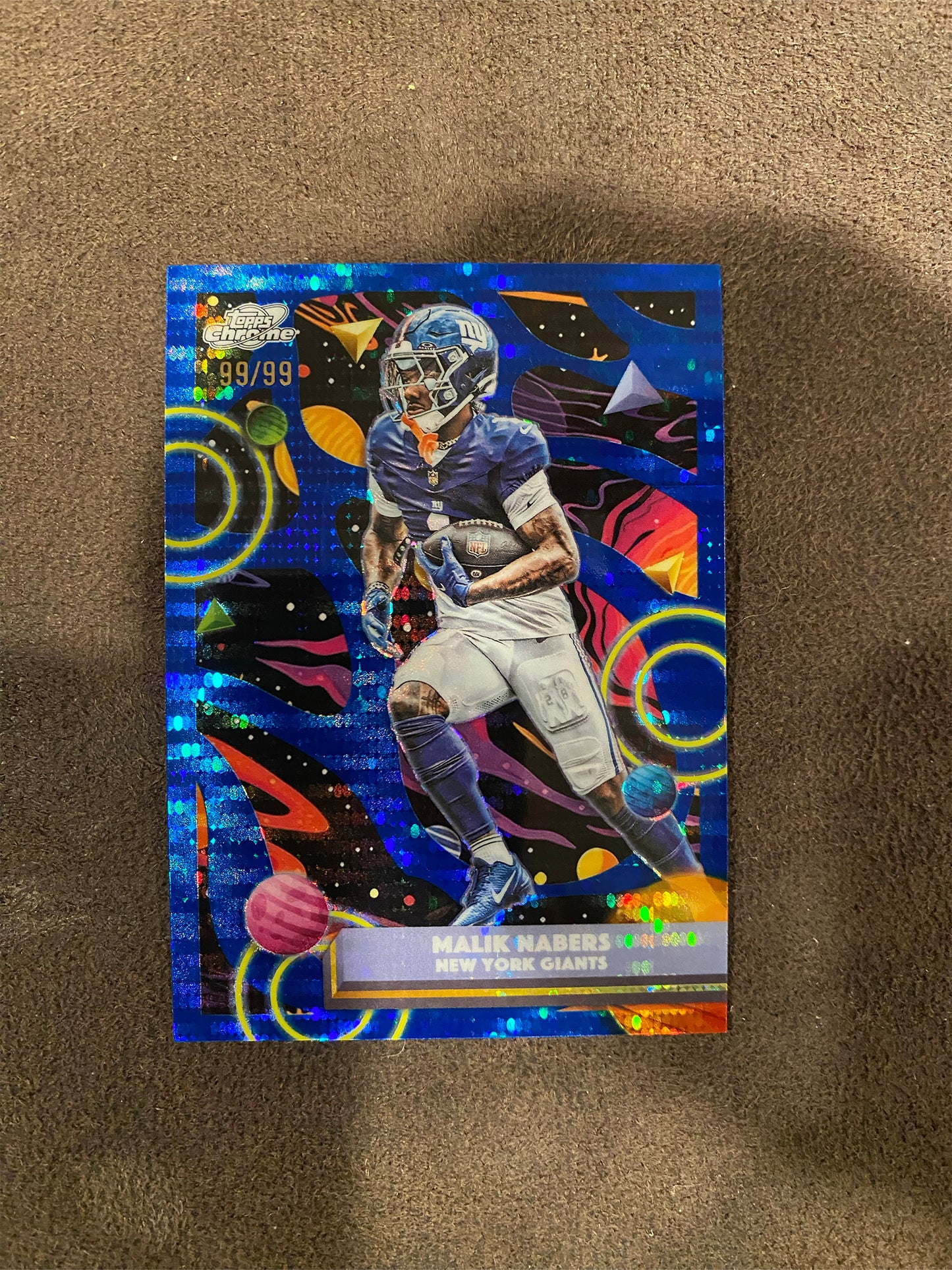 Malik Nabers - 2025 Topps Chrome Cosmic - BLUE Pulsar /99 Bookend - Giants