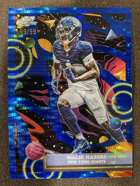 Malik Nabers - 2025 Topps Chrome Cosmic - BLUE Pulsar /99 Bookend - Giants