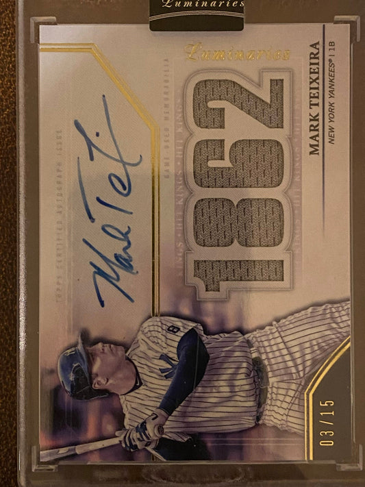 Mark Teixeira - 2020 Topps Luminaries - RELIC AUTO /15 - Yankees