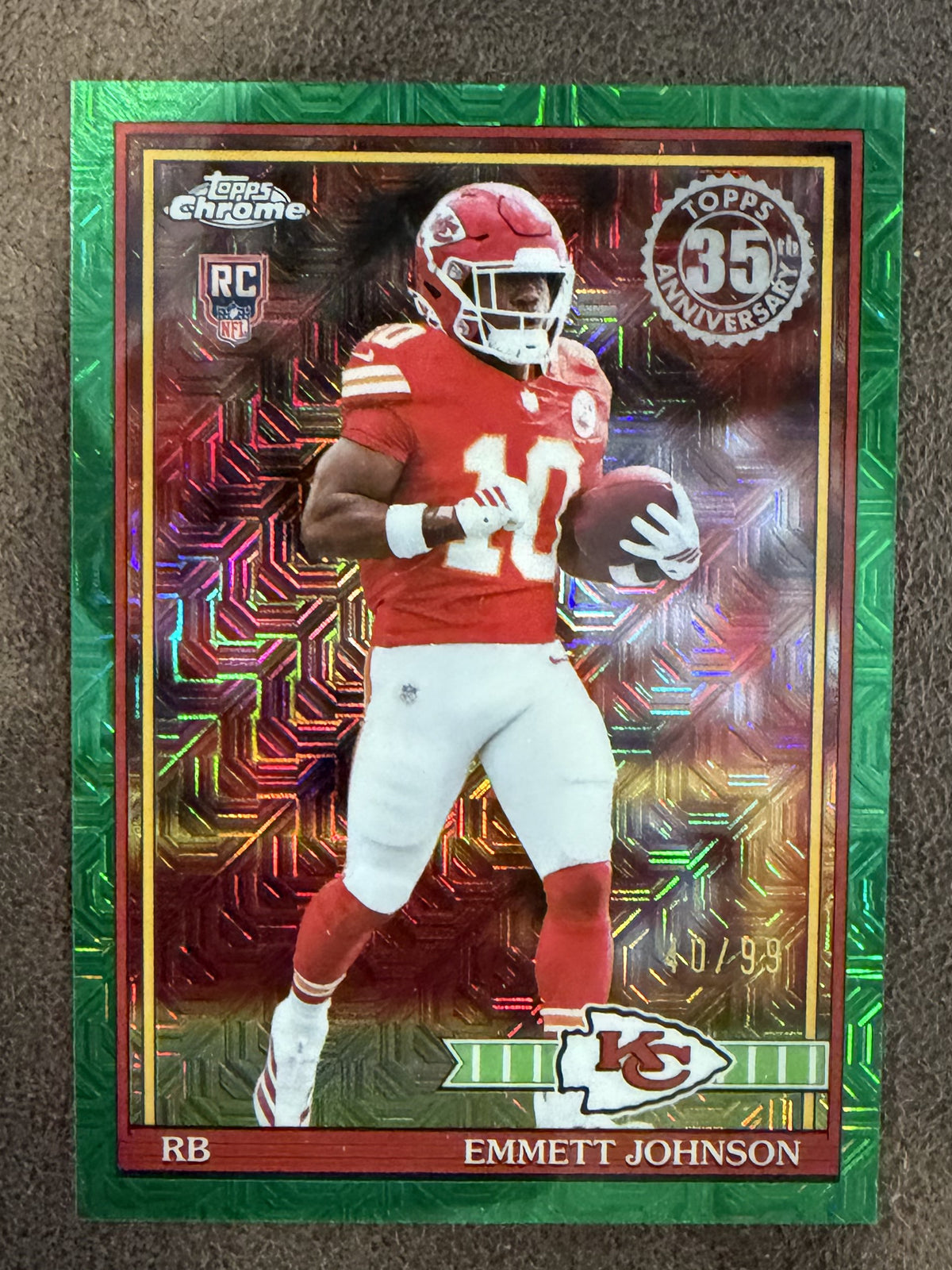 Emmett Johnson - 2026 Topps Flagship - GREEN Rookie MOJO /99 - Chiefs