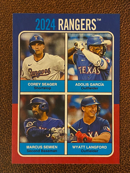 Seager/Langford/Semien/Garcia - 2024 Topps Heritage High Number - Team Quads - Rangers