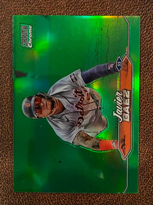 Javier Baez - 2024 Topps Stadium Club - Green Chrome Refractor - Tigers