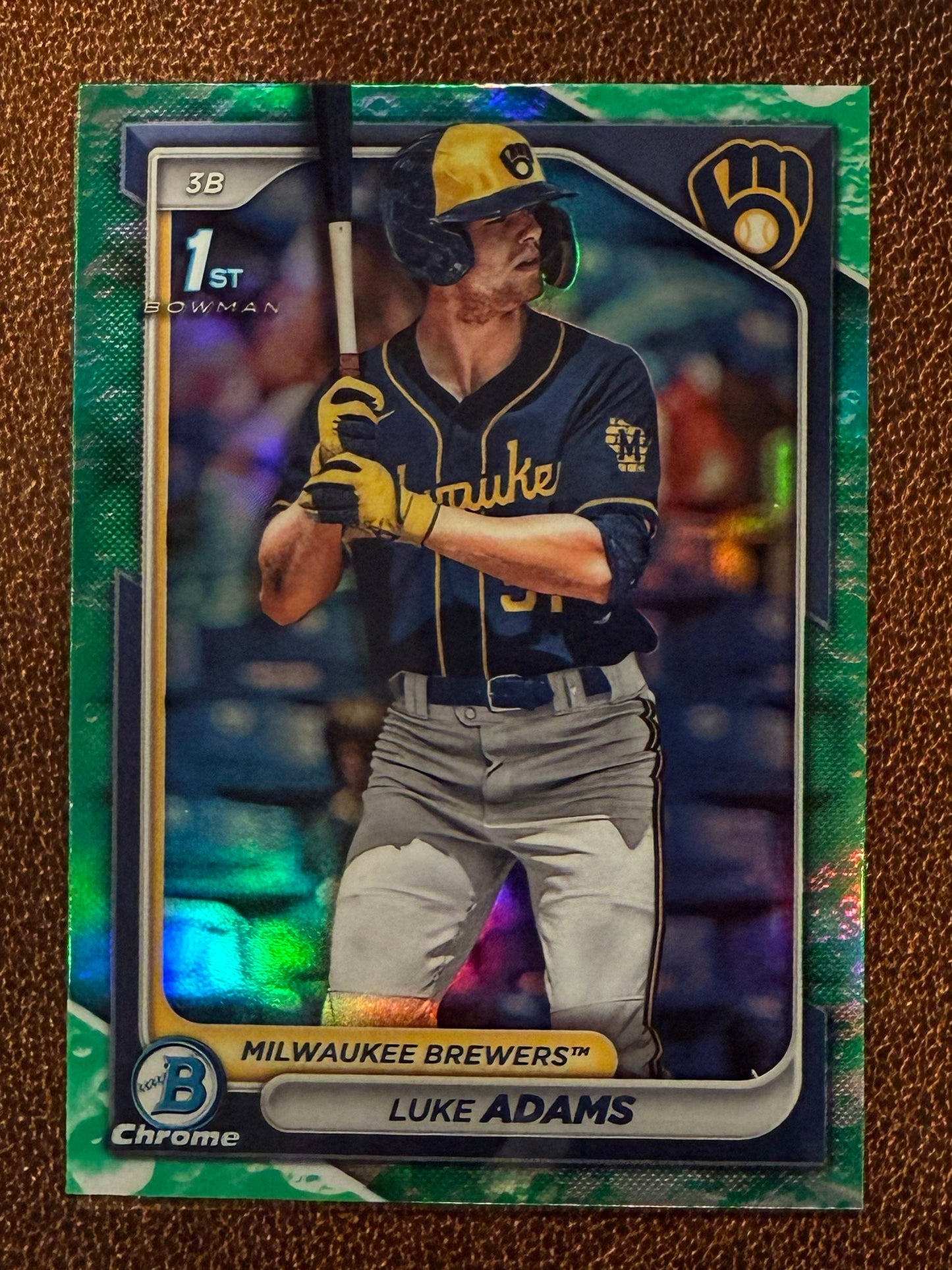 Luke Adams - 2024 Bowman - Chrome Lunar Glow - Brewers