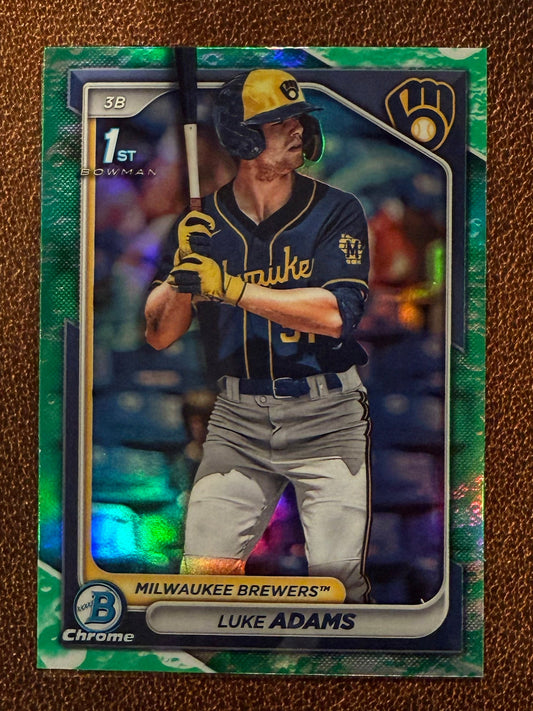 Luke Adams - 2024 Bowman - Chrome Lunar Glow - Brewers