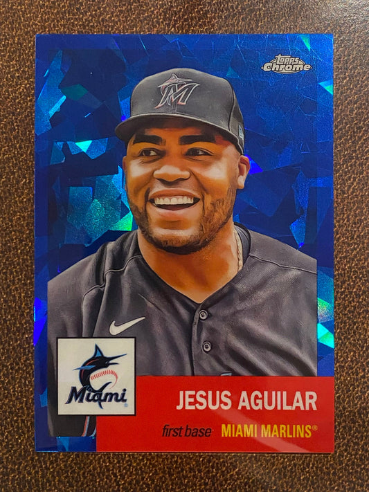 Jesus Aguilar - 2022 Topps Chrome Platinum Anniversary - Blue Atomic /100 - Marlins