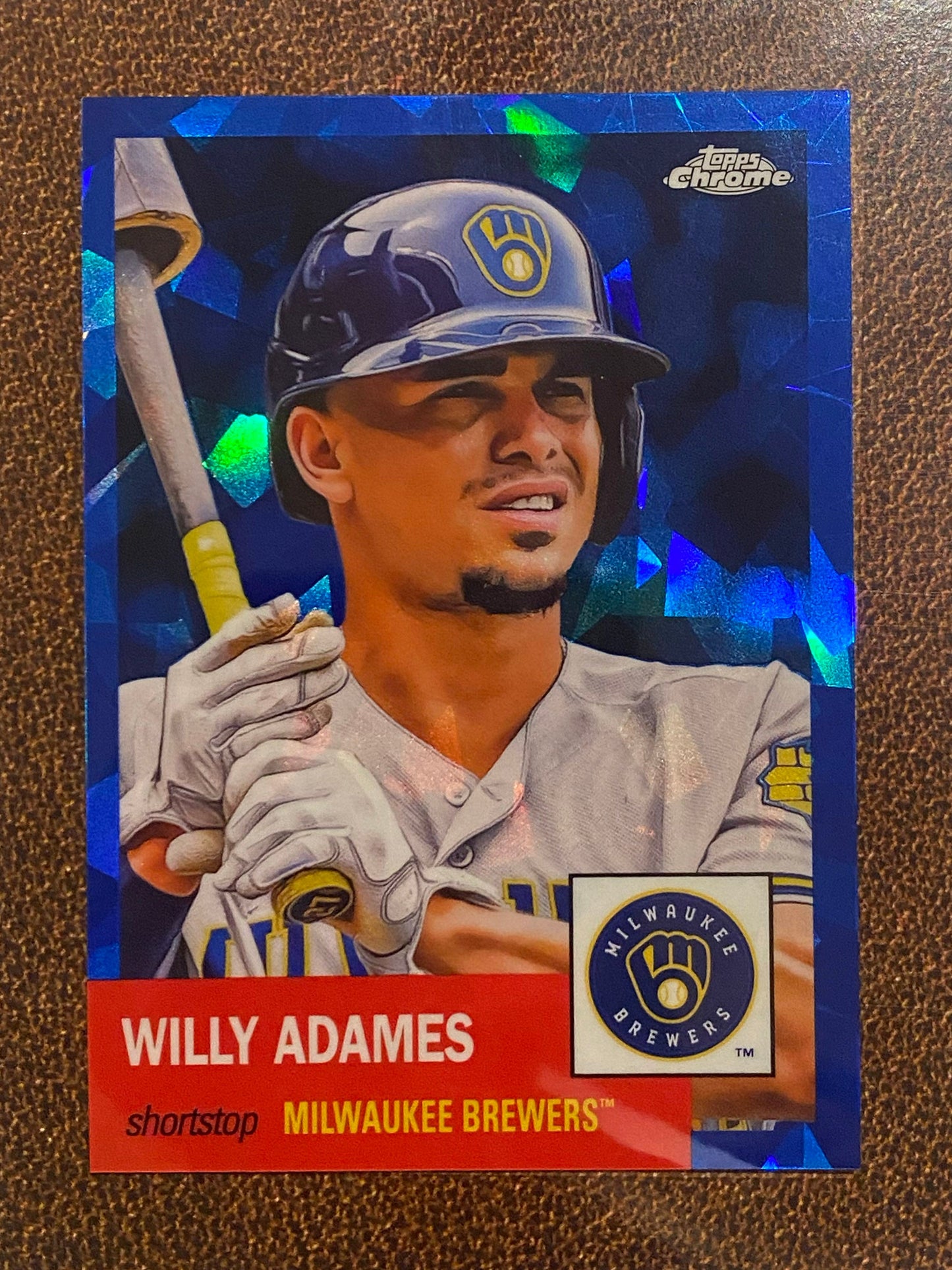 Willy Adames - 2022 Topps Chrome Platinum Anniversary - Blue Atomic /100 - Brewers