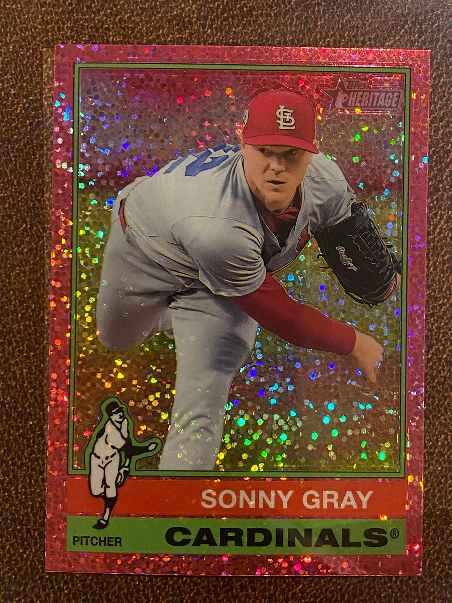 Sonny Gray - 2025 Topps Heritage - Pink Sparkle - Cardinals