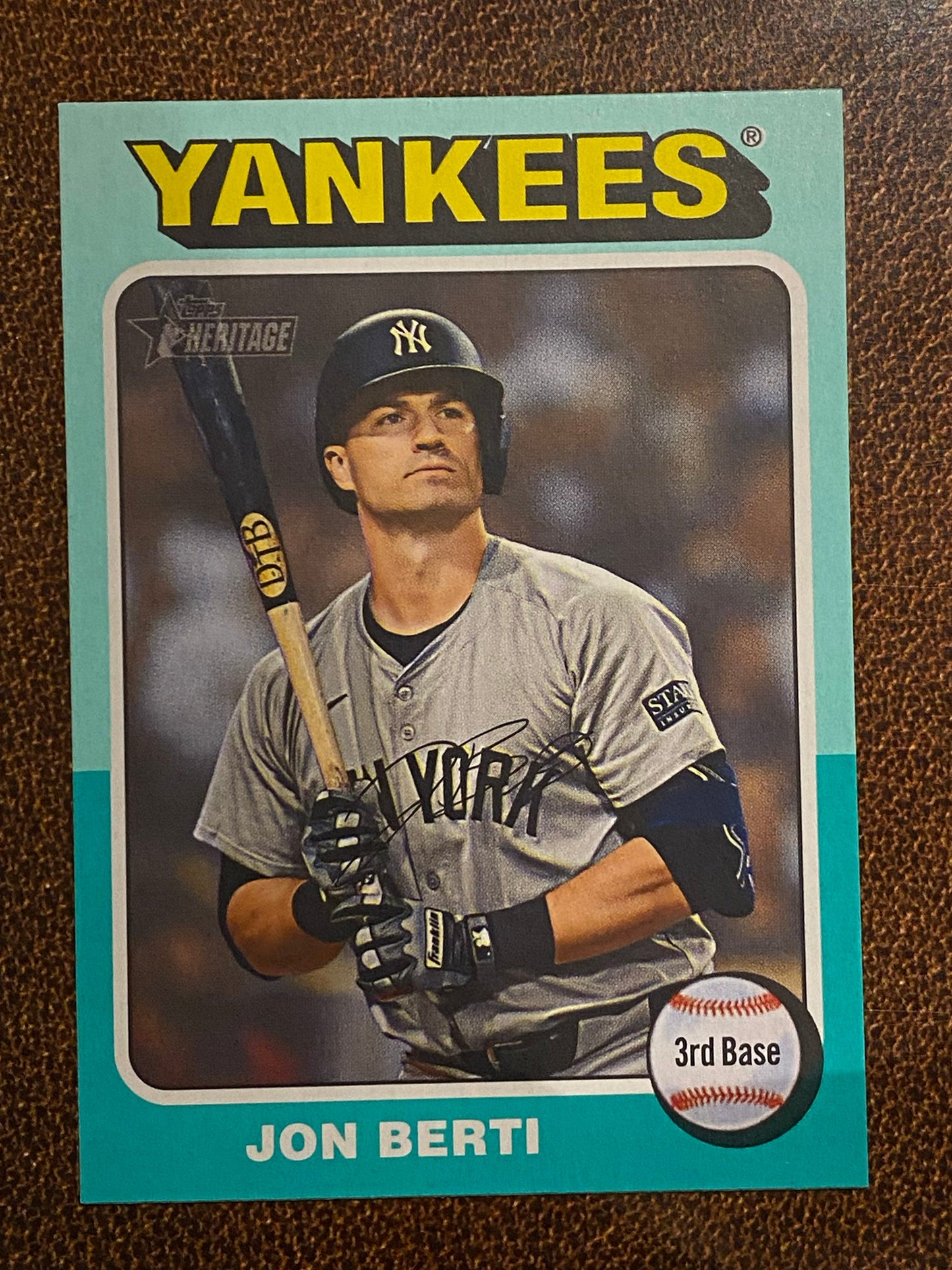Jon Berti - 2024 Topps Heritage High Number - Aqua Border - Yankees