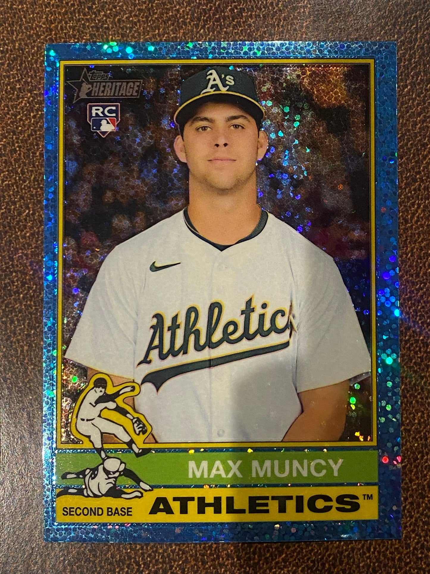 Max Muncy - 2025 Topps Heritage High Number - Blue Sparkle - Athletics