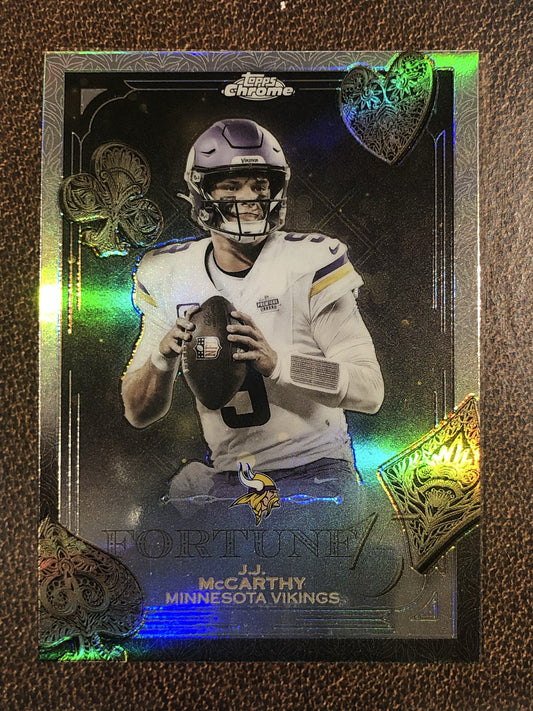 J.J. McCarthy - 2025 Topps Chrome - Fortune 15 Refractor - Vikings