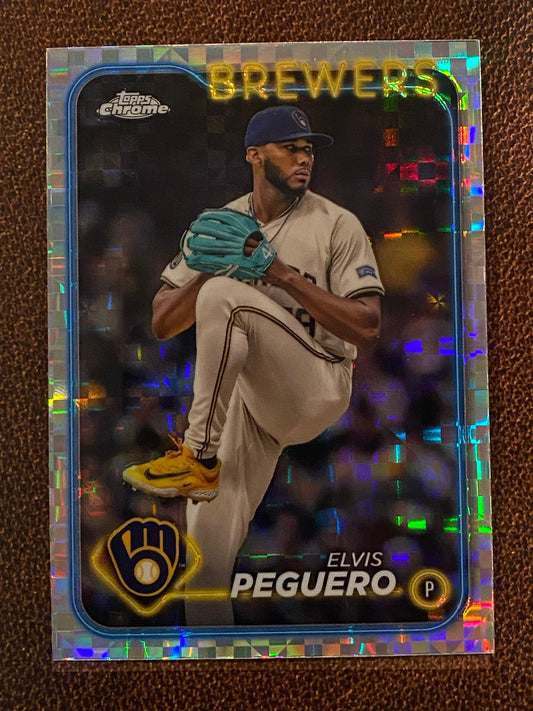 Elvis Peguero - 2024 Topps Chrome Update - XFractor - Brewers