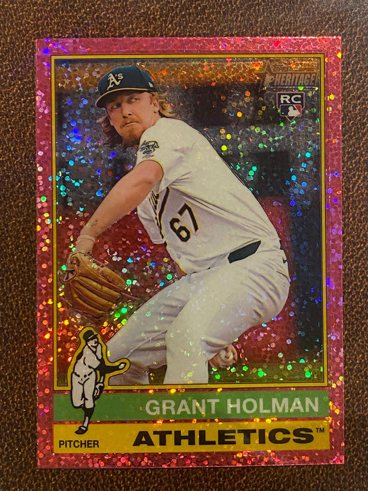 Grant Holman - 2025 Topps Heritage - Pink Sparkle - Athletics