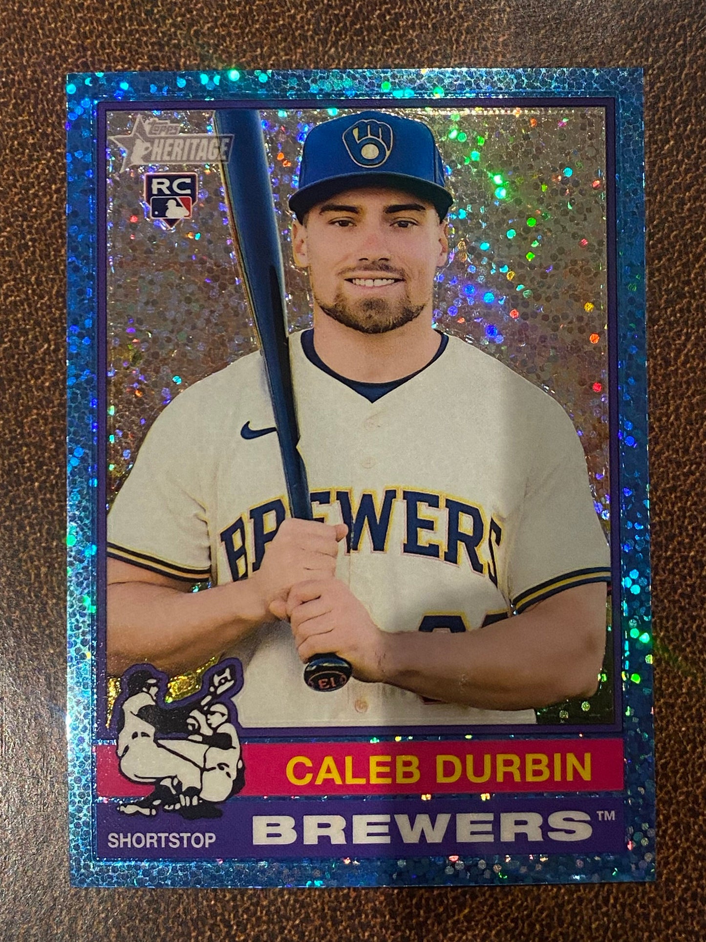 Caleb Durbin - 2025 Topps Heritage High Number - Blue Sparkle - Brewers