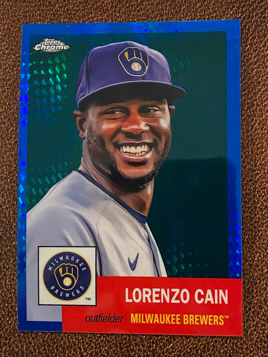 Lorenzo Cain - 2022 Topps Chrome Platinum Anniversary - Blue Prism - Brewers