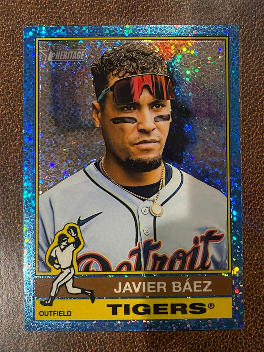 Javier Baez - 2025 Topps Heritage High Number - Blue Sparkle - Tigers