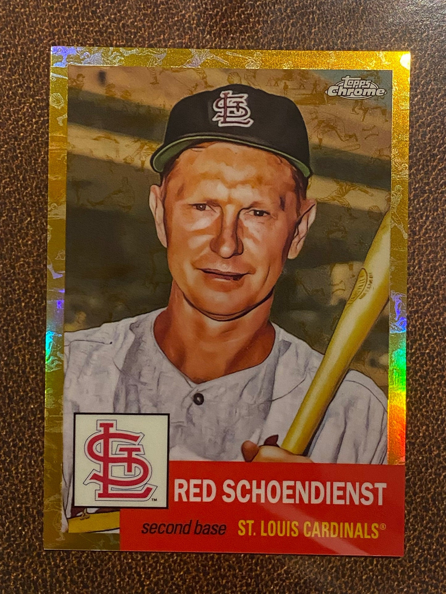 Red Schoendienst - 2022 Topps Chrome Platinum Anniversary - Gold Toile /50 - Cardinals