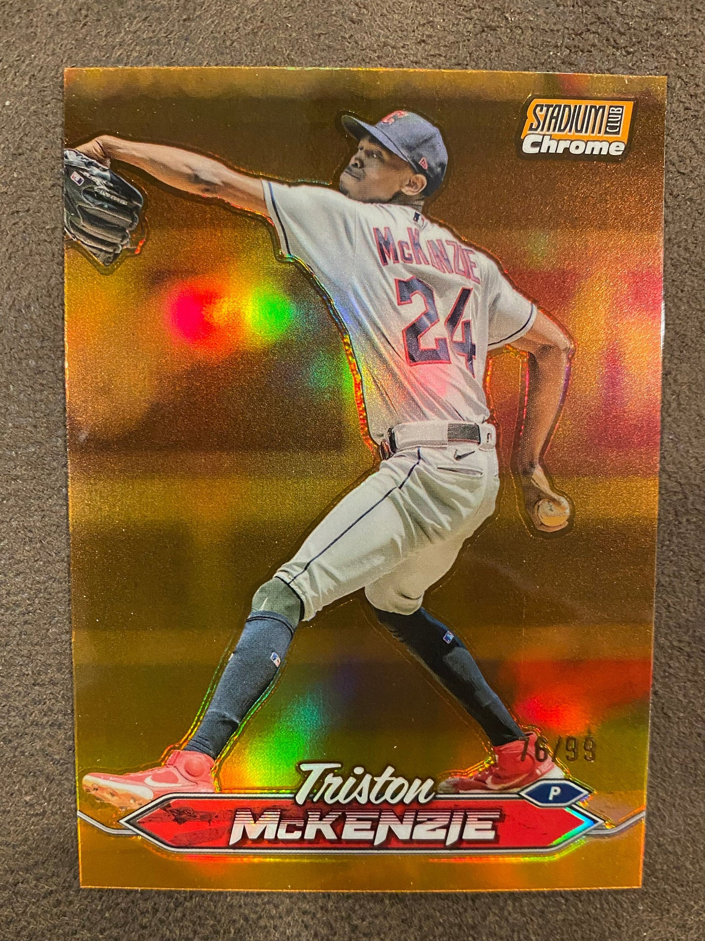Triston McKenzie - 2024 Topps Stadium Club - Orange Chrome Refractor - Guardians