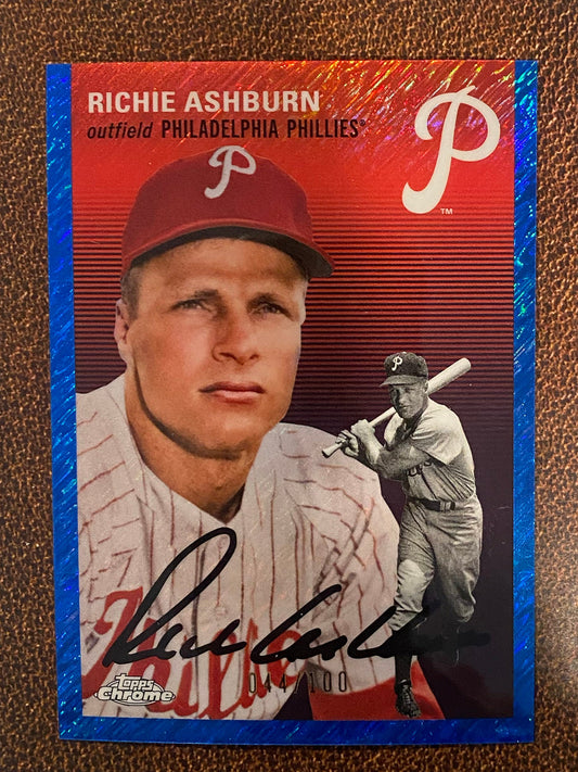 Richie Ashburn - 2023 Topps Chrome Platinum Anniversary - Blue Shimer /100 - Phillies