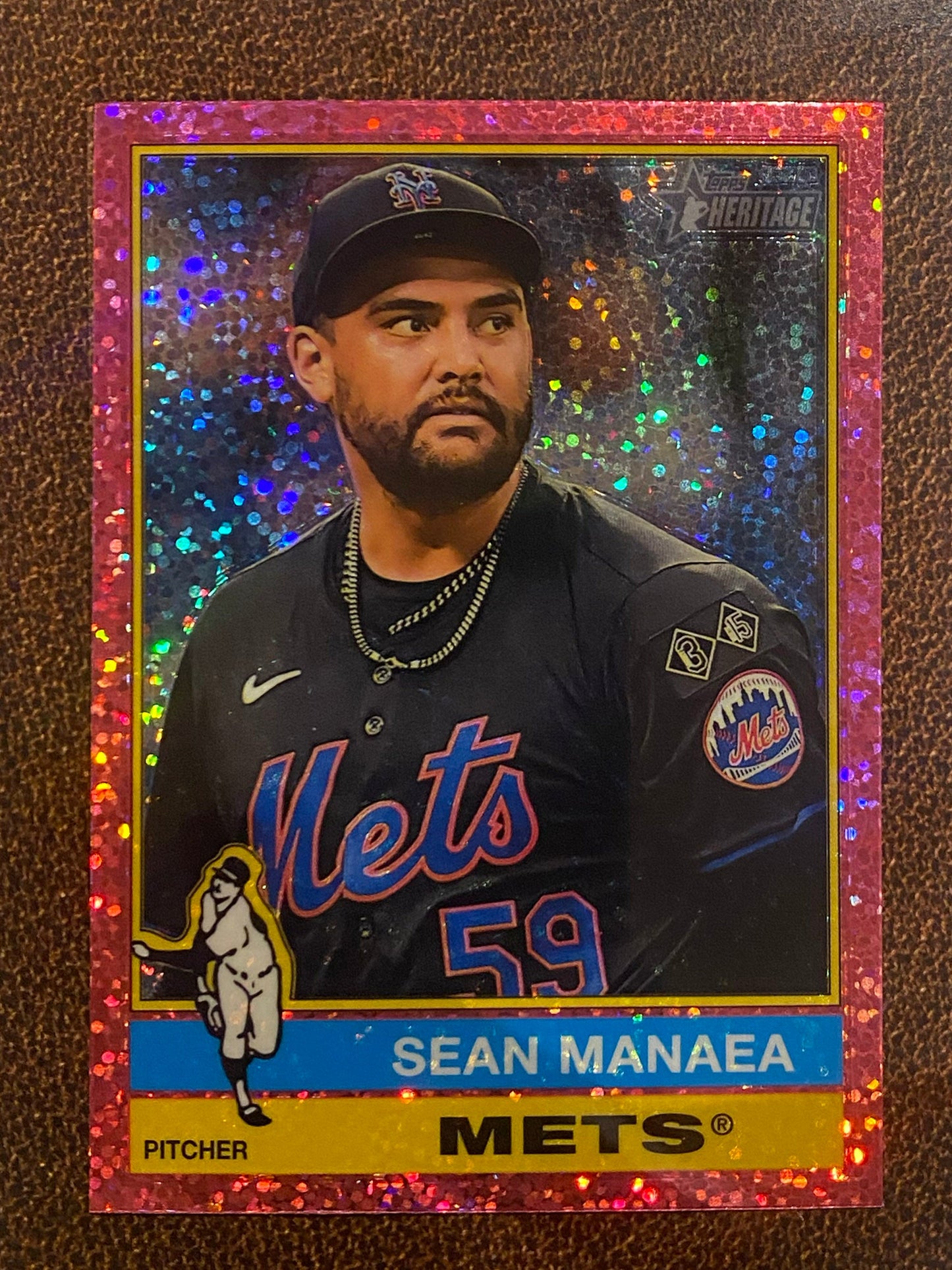 Sean Manaea - 2025 Topps Heritage - Pink Sparkle - Mets