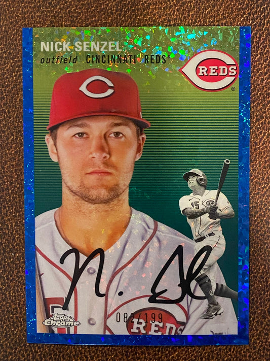 Nick Senzel - 2023 Topps Chrome Platinum Anniversary - Blue Mini Diamond /199 - Reds