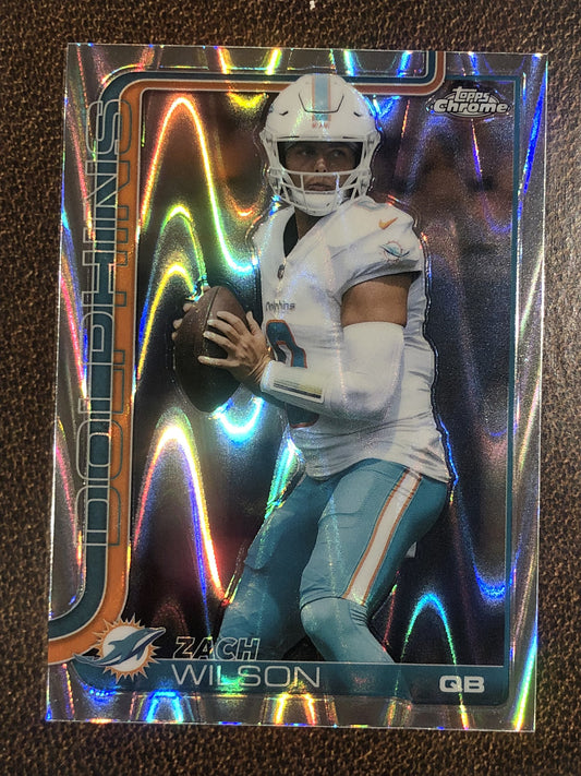 Zach Wilson - 2025 Topps Chrome - Raywave Refractor - Dolphins