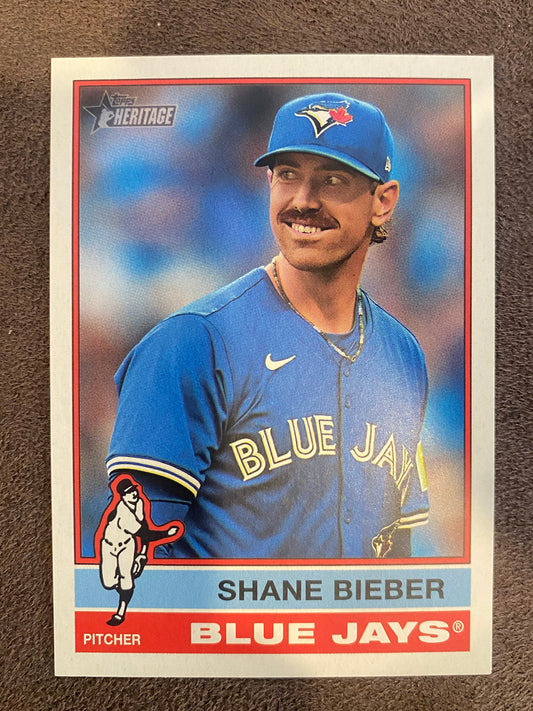 Shane Bieber - 2025 Topps Heritage High Number - Image Variation - Blue Jays