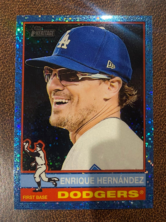 Enrique Hernandez - 2025 Topps Heritage High Number - Blue Sparkle - Dodgers
