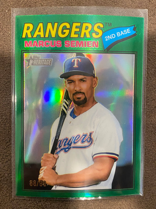Marcus Semien - 2026 Topps Heritage - Green Refractor /99 - Rangers