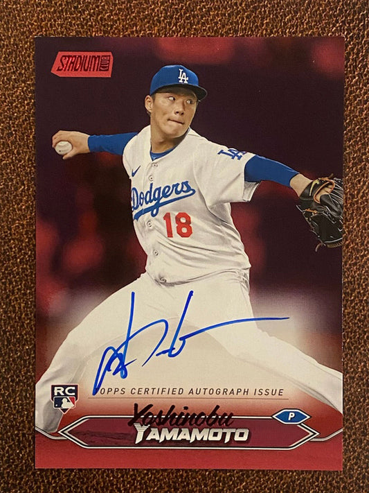 Yoshinobu Yamamoto - 2024 Topps Stadium Club - Red Foil AUTO /50 - Dodgers