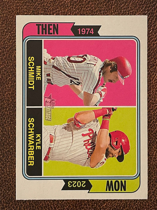 Schmidt/Schwarber - 2023 Topps Heritage - Then and Now Insert