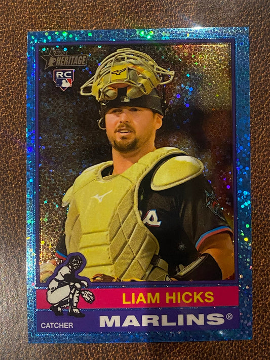 Liam Hicks - 2025 Topps Heritage High Number - Blue Sparkle - Marlins