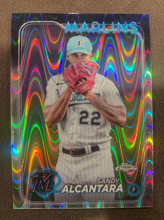 Sandy Alcantrara - 2024 Topps Chrome - Raywave Refractor - Marlins