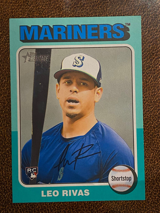 Leo Rivas - 2024 Topps Heritage High Number - Aqua Border - Mariners