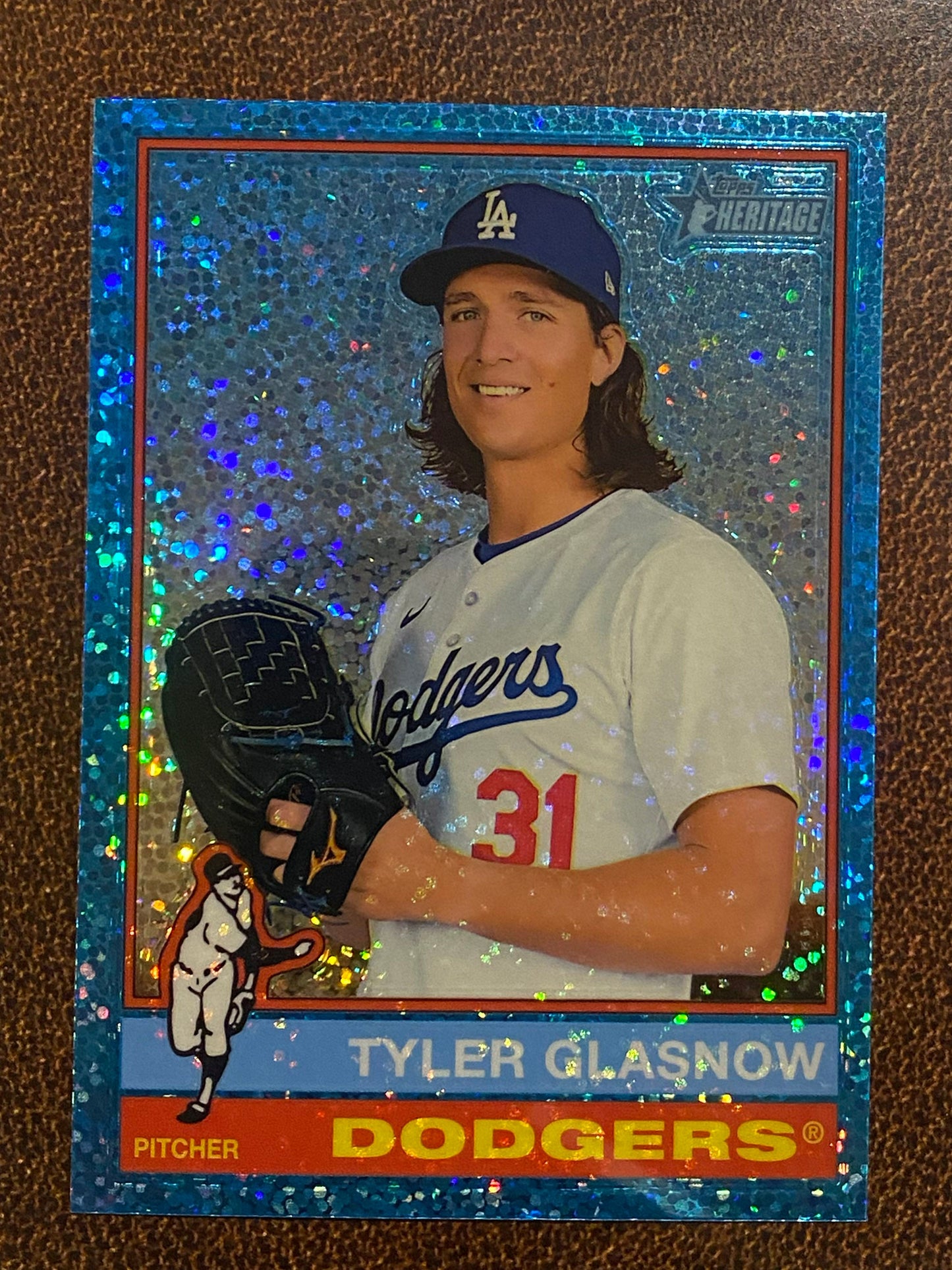 Tyler Glasnow - 2025 Topps Heritage - Blue Sparkle - Dodgers