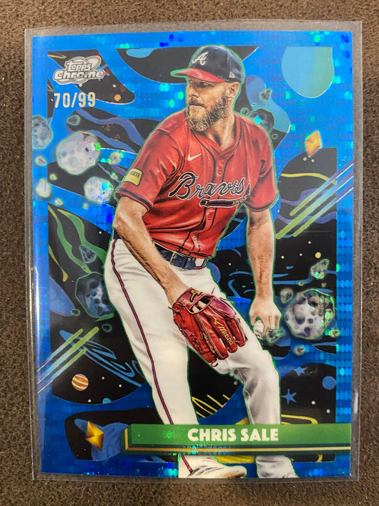 Chris Sale - 2025 Topps Chrome Cosmic - Blue /99 - Braves