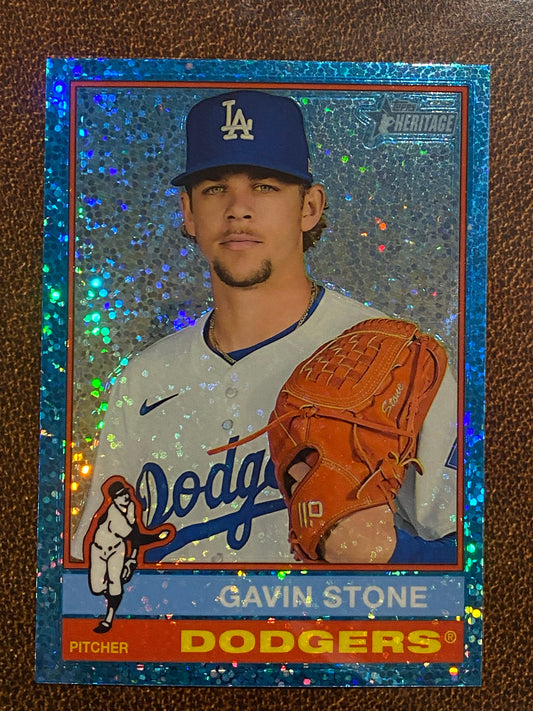 Gavin Stone - 2025 Topps Heritage - Blue Sparkle - Dodgers