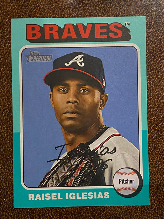 Raisel Iglesias - 2024 Topps Heritage High Number - Aqua Border - Braves