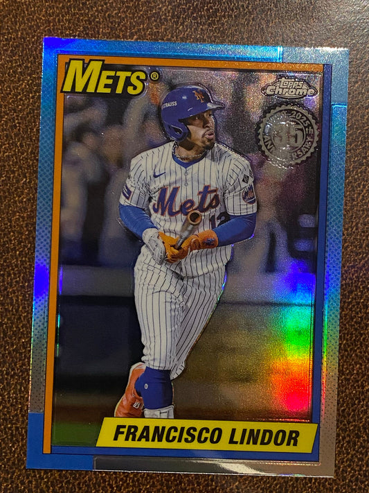 Francisco Lindor - 2025 Topps Chrome - 1990 Insert - Mets